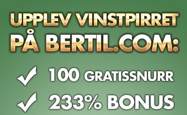 100 gratis spinn hos Bertil casino