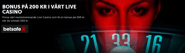 200 kr gratis live casino bonus från Betsafe