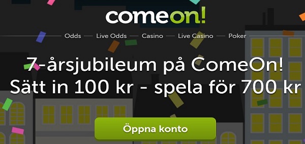 600 kr gratis bonus från Comeon